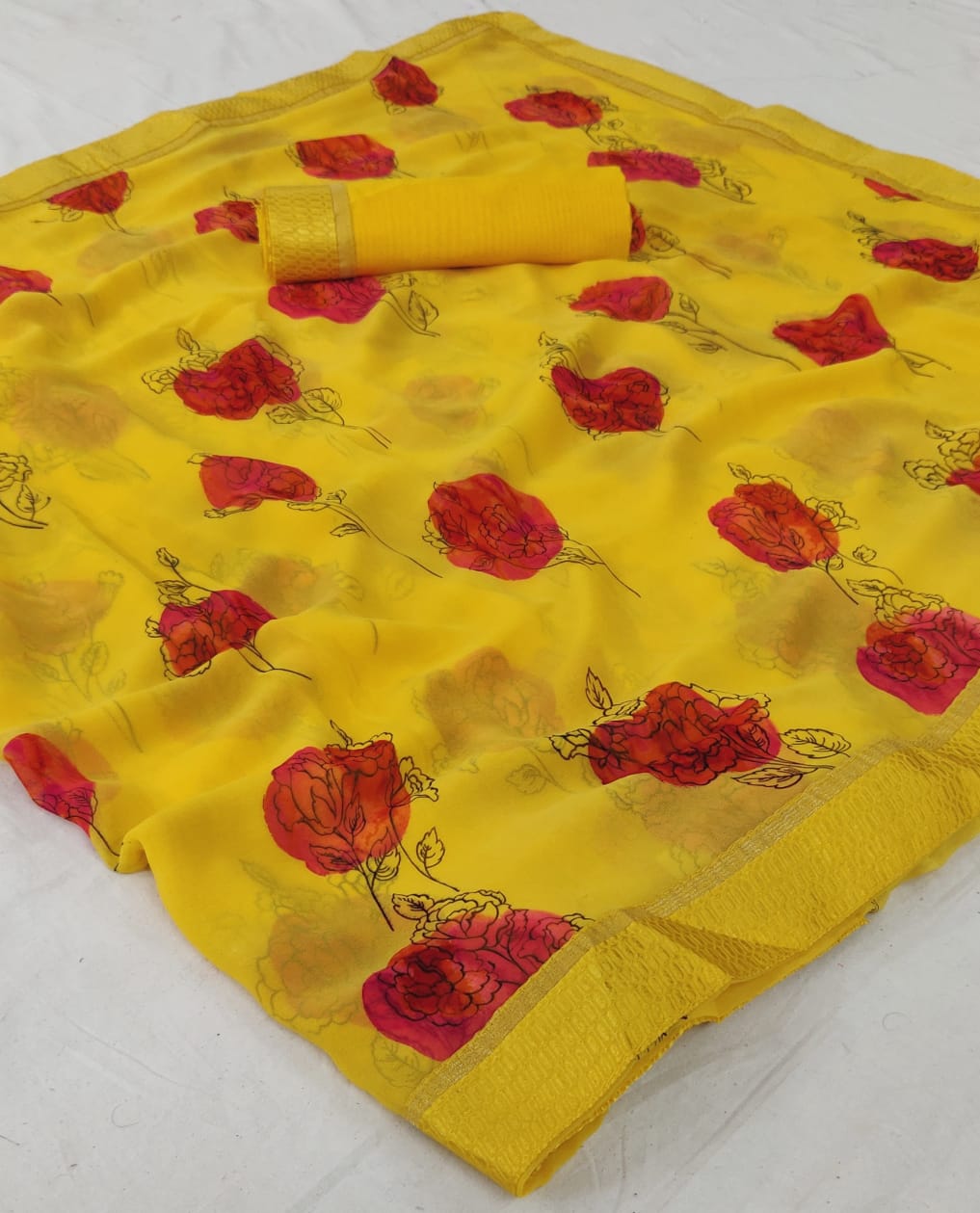 Lt Orchid Latest Fancy Designer Casual Wear Georgette With Floral Printed Sarees Collection